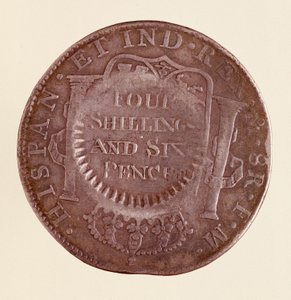 Moneda de plata (8 reales) de España: reinado de Carlos III (1777 con contramarca de 1787) de Spanish School
