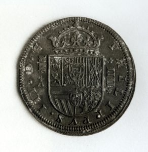 Moneda de corona de plata de cuatro reales del reinado de Felipe III de España y Portugal (1578-1621)