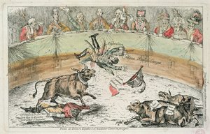 Toro español, caricatura de José Bonaparte, Rey de España, 1809 de Spanish School