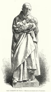 San Vicente de Paúl, sacerdote católico francés, estatua de mármol de Jean Alexandre Joseph Falguiere de Spanish School