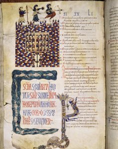 El II Concilio Hispalense en 619, página de las Glosas Emilianenses, 992-994 de Spanish School