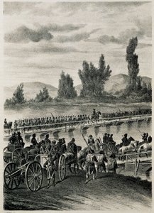 Las tropas del ejército francés napoleónico cruzan el río Bidasoa de Spanish School