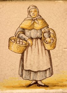 Azulejo que representa a una campesina de Spanish School