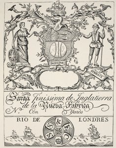Etiqueta comercial de la South Sea Company de Spanish School