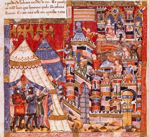 Guerra de Troya: la ciudad de Troya y el campamento griego (detalle)