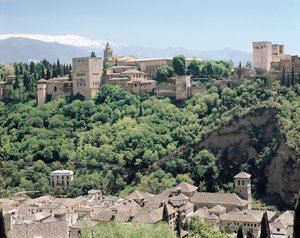 Vista del Palacio de la Alhambra desde el noreste, siglos XIV-XVI