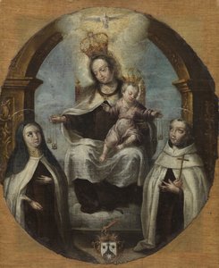 Virgen y Niño entre Santa Clara y Santo Domingo, c.1700 de Spanish School