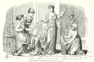 Mujeres realizando tareas domésticas en la Antigua Grecia de Spanish School