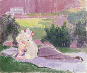 La esposa del artista en el jardín de la casa Rowlandson de Spencer Frederick Gore