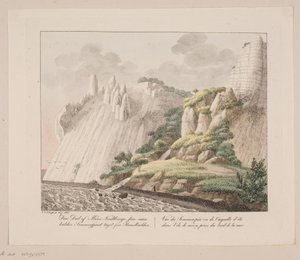 La parte de los acantilados de tiza de Møn, llamada Sommerspiret, tomada desde la orilla de Søren L. Lange