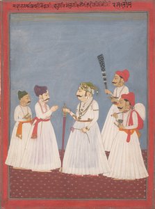 Príncipe con cuatro asistentes de Sri Prathi Singh of Ratlam