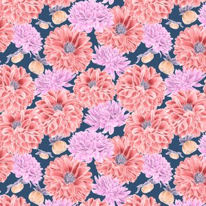 Dahlia hero pattern colorway 2, 2020 (lápiz de grafito y digital) de Stacy Hsu