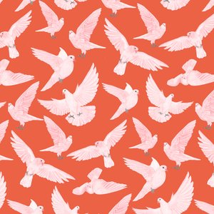 Patrón de palomas II, 2021 (lápiz de grafito y digital) de Stacy Hsu