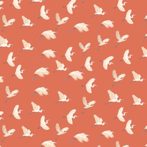 Egrets pattern II, 2022 (lápiz de grafito y digital) de Stacy Hsu