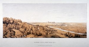 Vista del Castillo de Windsor desde Egham Hill, Berkshire, 1851 de Standidge and Co