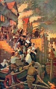 El Gran Incendio de Londres en 1666, ilustración de 