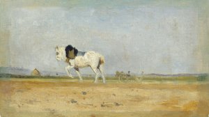 Caballo de arado en un campo de Stanislas Lepine