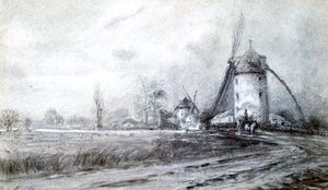 Paisaje con molino de viento, c1855-1892 de Stanislas Lepine