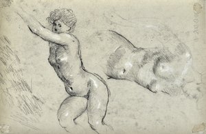 Estudio de la mujer (dibujo) de Stanislas Torrents y de Amat