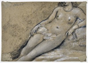 Estudio de chica desnuda (dibujo) de Stanislas Torrents y de Amat