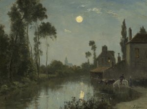 Río a la luz de la luna de Stanislas Victor Edouard Lepine