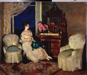 En la habitación (In the room) - Pintura de Stanislav Yulianovich Zhukovsky (1873-1944), óleo sobre lienzo