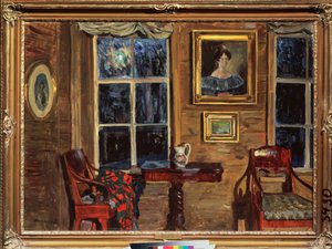 En una casa antigua. Pintura de Stanislav Yulianovich Zhukovsky (1873-1944), óleo sobre lienzo de Stanislav Joulianovitch Joukovski