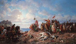 La muerte del rey Wladyslaw III en Varna, 1865-1875 de Stanislav Khlebovsky