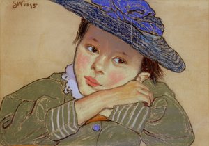 Chica con sombrero azul, 1895 de Stanislaw Wyspianski
