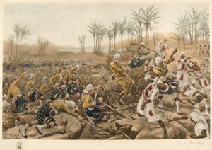 Los Highlanders de Cameron tomando una empalizada, Atbara, 8 de abril de 1898 (fotolitografía) de Stanley Berkeley