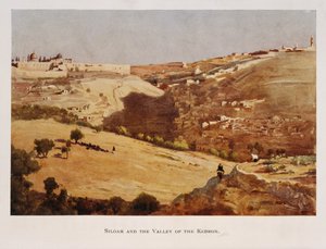 Acuarela de Stanley Inchbold, que representa el Valle de Cedrón, en Jerusalén, Palestina 1906