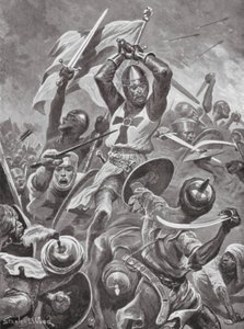 Cruzados asaltando la ciudad de Tiro (litografía)