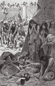 Tiro sitiada por Nabucodonosor de Babilonia (litografía) de Stanley L. (after) Wood