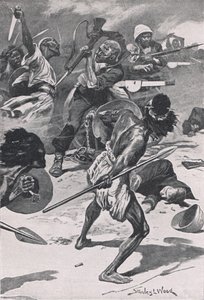 La batalla de Abu-Klea, 17 de enero de 1885, ilustración de British Battles on Land and Sea, 1915 de Stanley L. Wood
