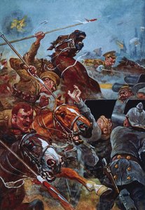 La carga de los 9º Lanceros durante la retirada de Mons de Stanley L. Wood