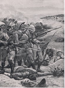 El cuadrado en Abu-Kru, 19 de enero de 1885, ilustración de British Battles on Land and Sea, 1915 de Stanley L. Wood