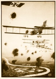 Asalto diurno a Londres, ilustración de "Flying Memories" de John Hamilton de Stanley Orton Bradshaw