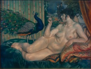 «El pavo real y la mujer», 1912 de Sōtarō Yasui
