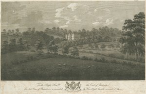 Beaudesert Hall y Parque: grabado en acero de Stebbing Shaw