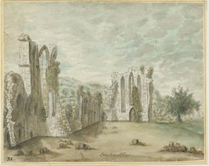 Croxden Abbey: acuarela, nd [1762-1802] (pintura) de Stebbing Shaw