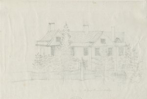 Madeley - Casa de [?Mr Young]: dibujo a lápiz, nd [?siglo XVIII] de Stebbing Shaw