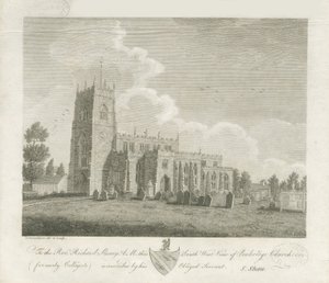 Iglesia de Penkridge: grabado, nd [finales del siglo XVIII] de Stebbing Shaw