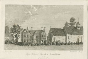 Iglesia y Casa Solariega de Pipe Ridware: grabado, nd [1762-1798] de Stebbing Shaw