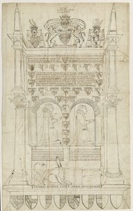 Iglesia de Sandon - Tumba de Sampson Erdeswicke: dibujo a pluma y tinta, nd [?siglo XVIII] de Stebbing Shaw