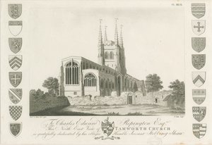 Iglesia de Tamworth: grabado en aguatinta, 1792 de Stebbing Shaw