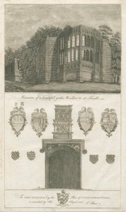 Tixall Hall - Ventana Gótica y Antigüedades Heráldicas de Stebbing Shaw