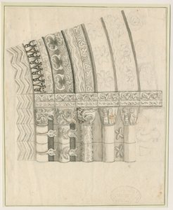 Tutbury Priory Church - Puerta Oeste: dibujo a pluma y sepia de Stebbing Shaw