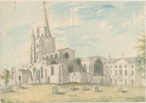 Iglesia de Uttoxeter [Antigua]: pintura en acuarela, nd [1794] de Stebbing Shaw