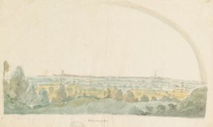 Wolverhampton - Vista distante desde las alturas de Tettenhall: pintura en acuarela, s.f. [finales del siglo XVIII] de Stebbing Shaw