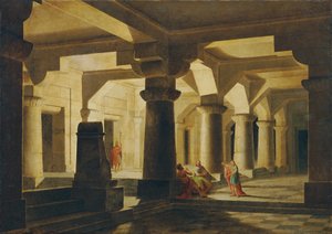 Sala del templo de noche (Josef en el calabozo interpretando los sueños) de Stefan Dolliner